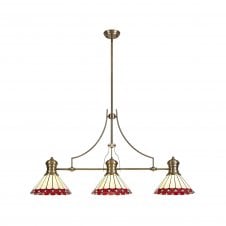 Linspiration Lighting LINCOLN 3 Light Pendant With 30cm Tiffany Shade In Red/Cream