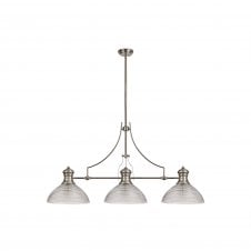 Linspiration Lighting LINCOLN 3 Light Polished Nickel Pendant 33.5cm Prismatic Glass Shade