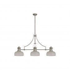 Linspiration Lighting LINCOLN 3 Light Polished Nickel Pendant With 26.5cm Prismatic Glass Shade