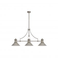 Linspiration Lighting LINCOLN 3 Light Polished Nickel Pendant With 30cm Clear Glass Cone Shade