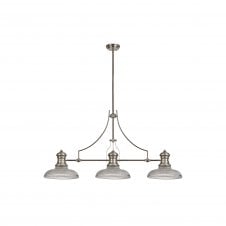 Linspiration Lighting LINCOLN 3 Light Polished Nickel Pendant With 30cm Clear Glass Round Shade