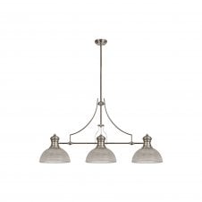 Linspiration Lighting LINCOLN 3 Light Polished Nickel Pendant With 30cm Prismatic Glass Shade