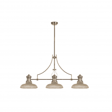 Linspiration Lighting LINCOLN 3 Light Polished Nickel Pendant With 30cm Round Glass Shade