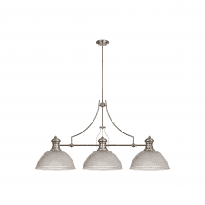 Linspiration Lighting LINCOLN 3 Light Polished Nickel Pendant With 38cm Clear Glass Dome Shade