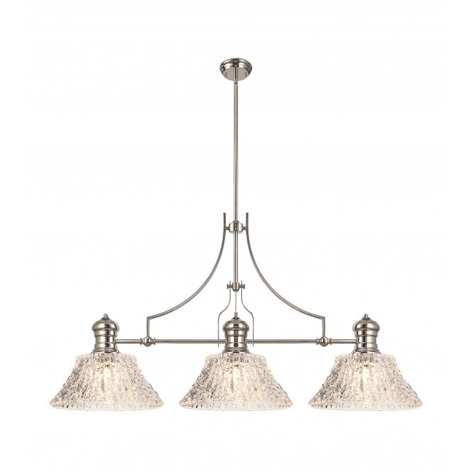  LINCOLN Pendant 3 Light With 38cm Patterned Round Shade