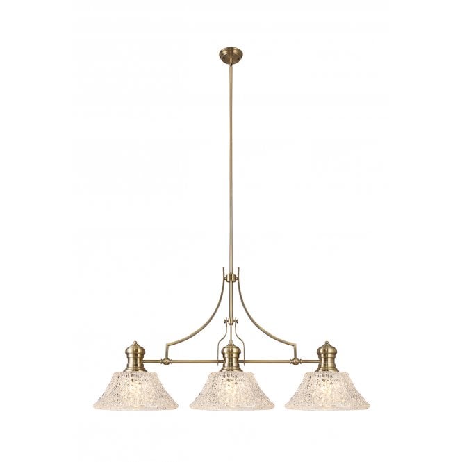  LINCOLN Pendant With 3 Lights With 38cm Patterned Round Glass Shade