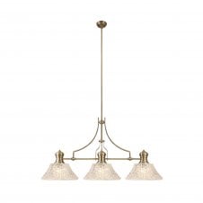 Linspiration Lighting LINCOLN Pendant With 3 Lights With 38cm Patterned Round Glass Shade