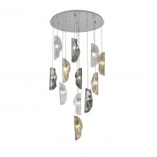Linspiration Lighting MONOSWATHE Pendant 3m | 12 x G9 | Polished Chrome and Clear & Amber & Smoked Glass