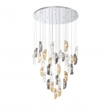 Linspiration Lighting MONOSWATHE Pendant 6m | 32 x G9 | Polished Chrome and Clear & Amber & Smoked Glass