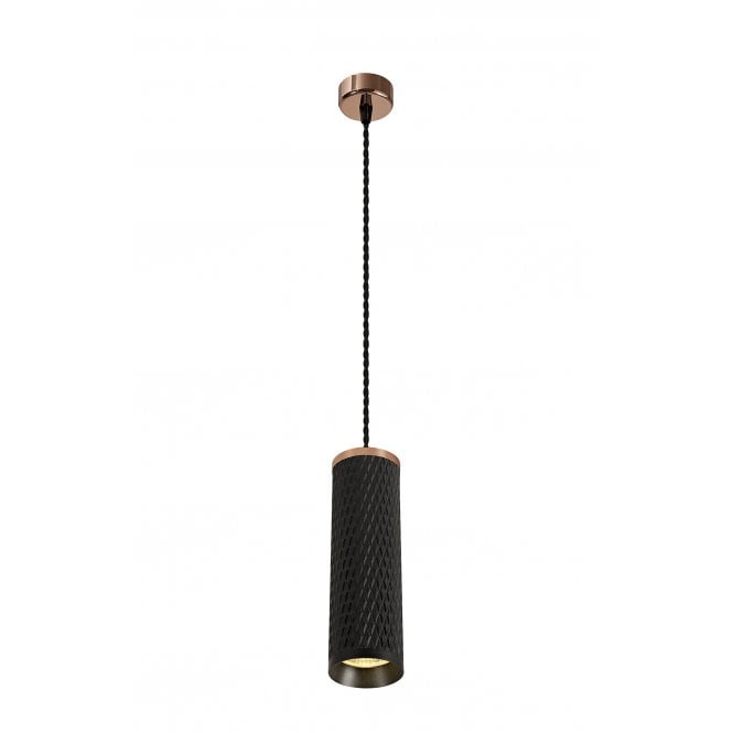  RETROSPOT 1 Light Cylinder Ceiling Pendant in Black and Rose Gold