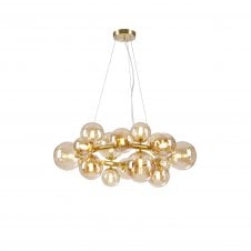 Linspiration Lighting RYLEE Circular Pendant | 16 x G9 | Satin Gold | Amber Plated Glass