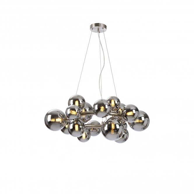  RYLEE Circular Pendant | 16 x G9 | Satin Nickel | Chrome Plated Glass