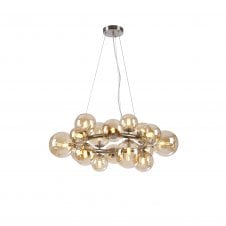 Linspiration Lighting Rylee Circular Pendant in Satin Nickel with Amber Plated Glass