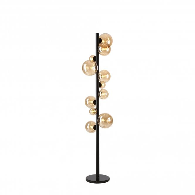  RYLEE Floor Lamp | 11 x G9 | Satin Black | Amber Plated Glass