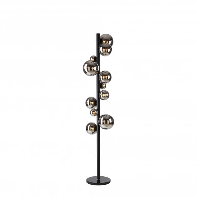  RYLEE Floor Lamp | 11 x G9 | Satin Black | Chrome Plated Glass