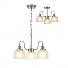 Linspiration Lighting SALOON Semi Flush and Pendant | 3 Light E27 | Satin Nickel and Frosted Glass