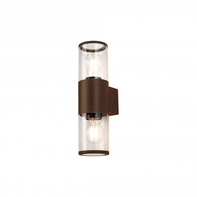  TUBULATE Wall Lamp 2 x E27 | IP54 | Matt Brown and Clear | 2yrs Warranty