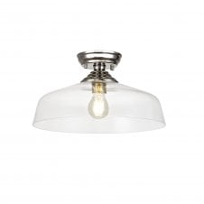 Linspiration Lighting WINSLET 1 Light Flush Ceiling |  Clear Glass Shade (38cm)