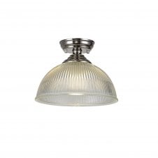 Linspiration Lighting WINSLET 1 Light Flush Ceiling | Polished Nickel & Clear Glass Shade (30cm / 22cm)