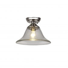 Linspiration Lighting WINSLET 1 Light Flush Ceiling | Polished Nickel & Clear Glass Shade (30cm)