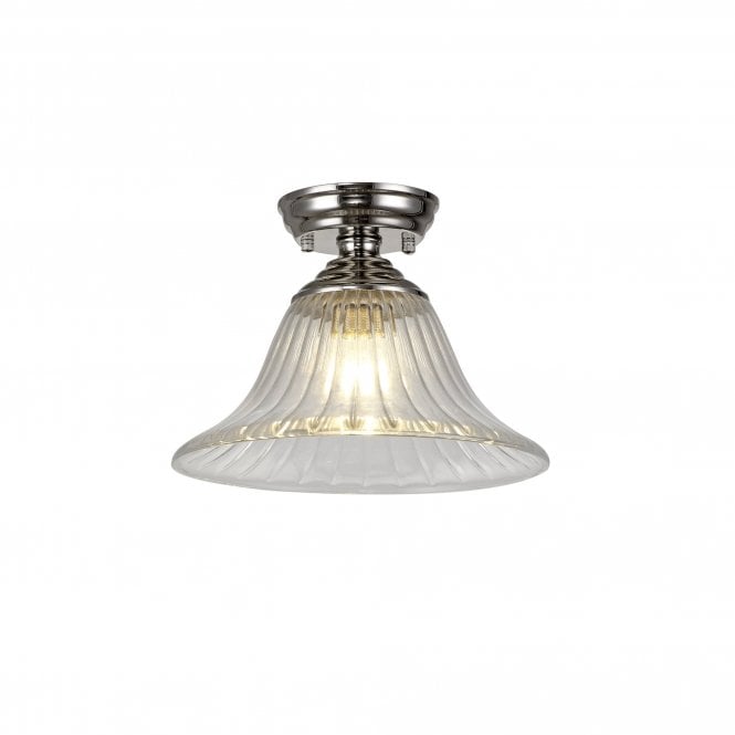 WINSLET 1 Light Flush Ceiling | Polished Nickel Shade (30cm)