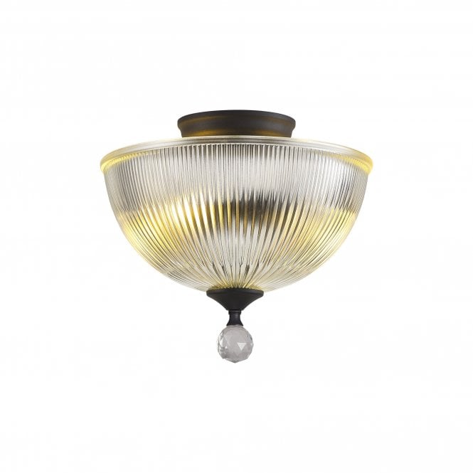  WINSLET 2 Light Semi Flush Ceiling | Graphite and Dome Clear Glass Shade (30cm)