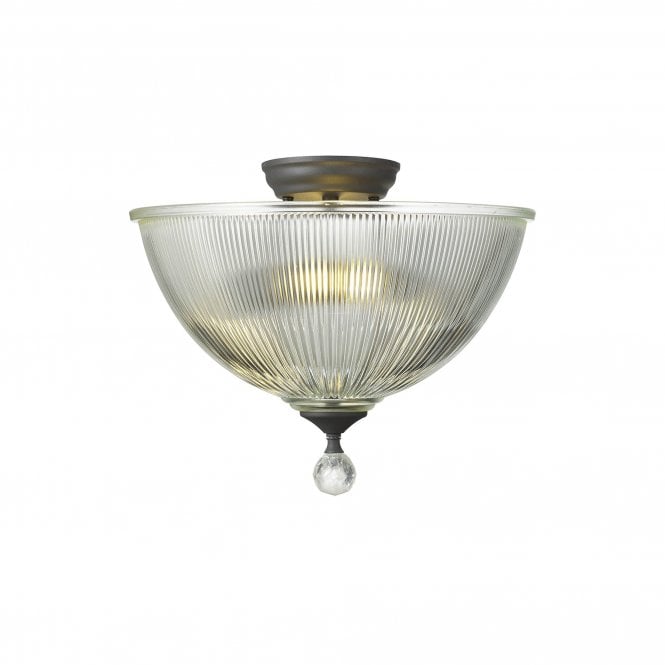  WINSLET 2 Light Semi Flush Ceiling | Graphite and Dome Clear Glass Shade (38cm)