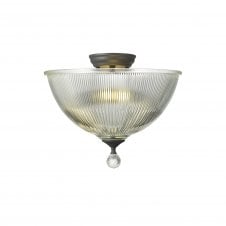 Linspiration Lighting WINSLET 2 Light Semi Flush Ceiling | Graphite and Dome Clear Glass Shade (38cm)