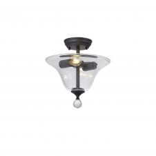 Linspiration Lighting WINSLET 2 Light Semi Flush Ceiling | Graphite & Clear Glass Bell Shade (30cm)