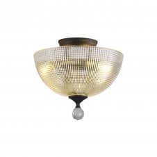 Linspiration Lighting WINSLET 2 Light Semi Flush Ceiling | Graphite & Prismatic Glass Shade (30cm)