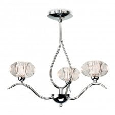 LISBON decorative 3 light semi flush ceiling light in chrome with glass shades