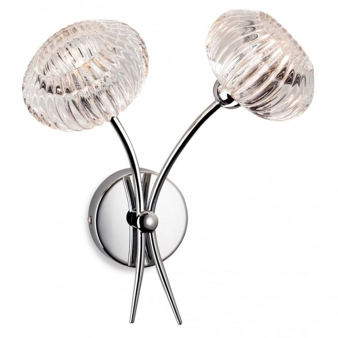 LISBON modern double wall light in chrome with decorative glass shades