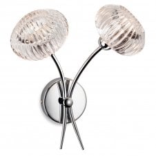 LISBON modern double wall light in chrome with decorative glass shades