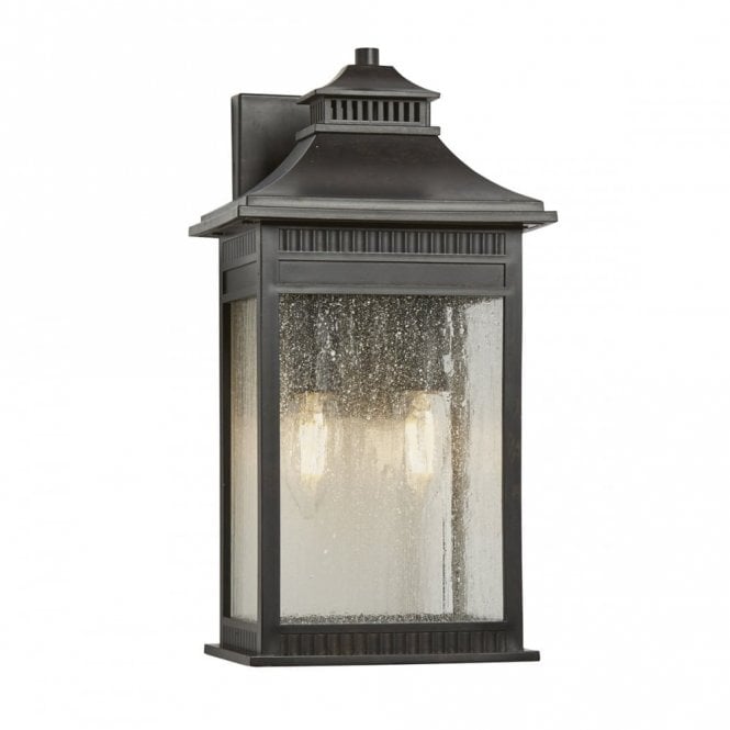 LIVINGSTON classic exterior wall lantern in imperial bronze with seeded glass (medium)