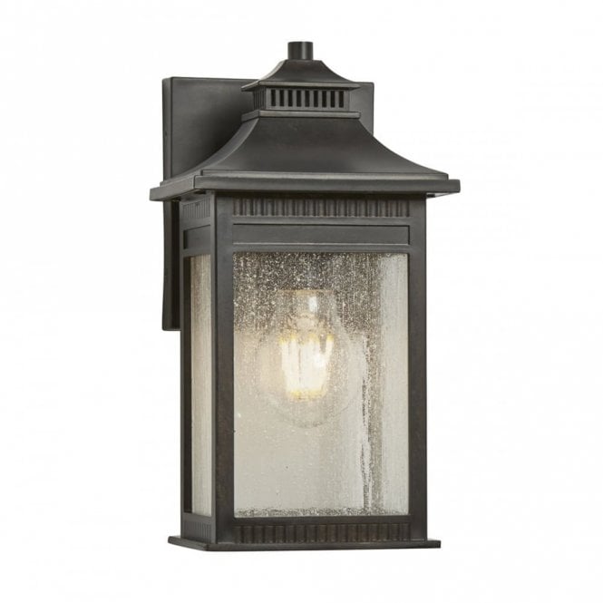 LIVINGSTON classic exterior wall lantern in imperial bronze with seeded glass (small)