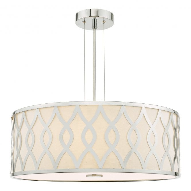 Locryn 4 Light Pendant - Polished Chrome and Ivory Shade