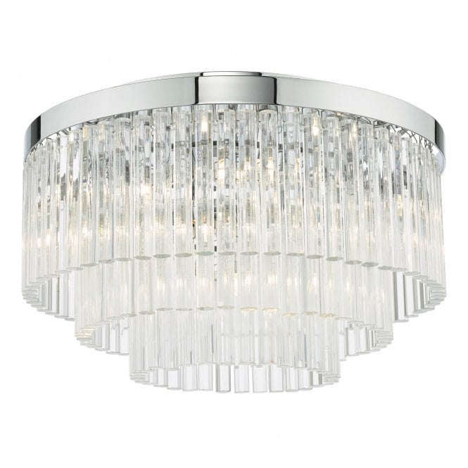 LOGAN 5 Light Flush Ceiling Light in Polished Chrome and Crystal Glass