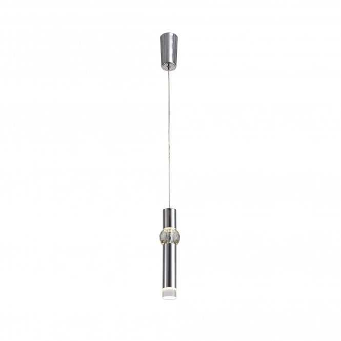 LOLA polished chrome LED ceiling pendant with crystal detail and acrylic diffuser with 3 year warranty