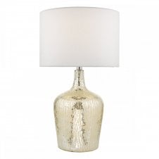 LOLEK dual light silver glass table lamp with shade