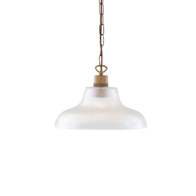 LONDON 30cm prismatic glass railway pendant with antique brass suspension