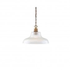LONDON 30cm prismatic glass railway pendant with antique brass suspension