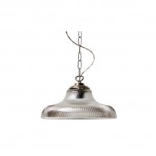 LONDON 30cm prismatic glass railway pendant with polished chrome suspension