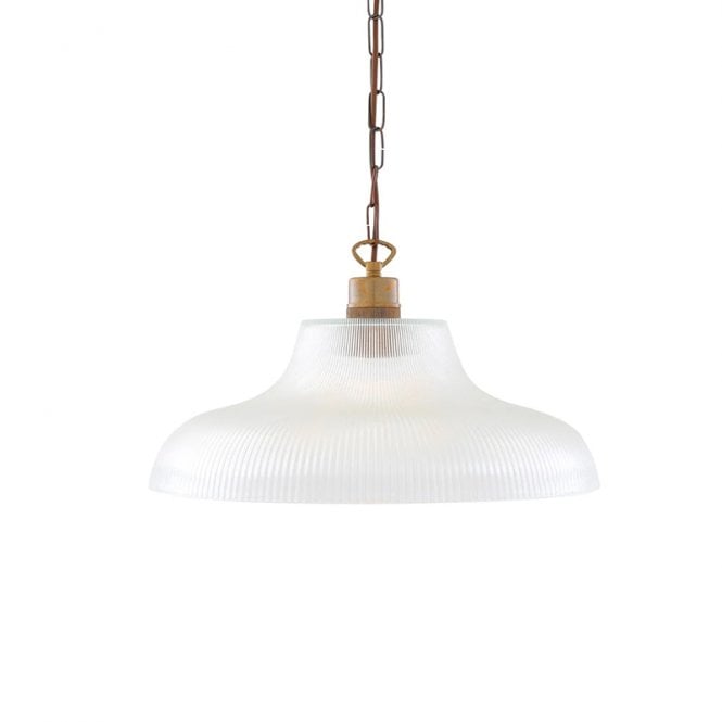 LONDON 40cm prismatic glass railway pendant with antique brass suspension