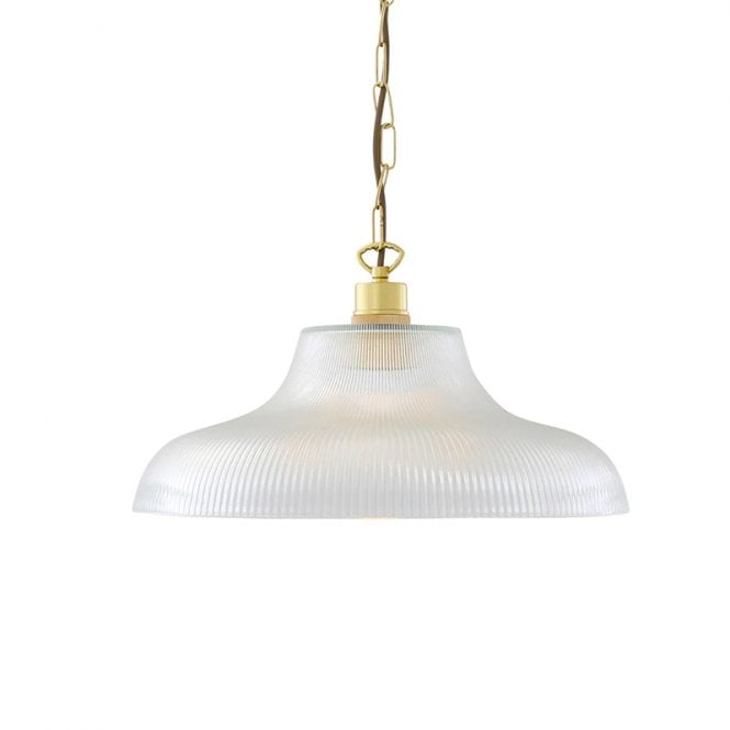 LONDON 40cm prismatic glass railway pendant with polished brass suspension