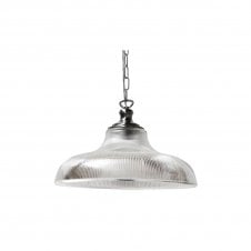 LONDON 40cm prismatic glass railway pendant with polished chrome suspension