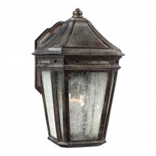 traditional exterior wall lantern in weathered chestnut