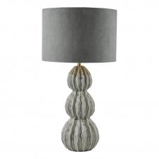 grey ceramic table lamp with velvet lampshade