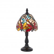 Tiffany Table Lamp with Stained Glass Dragonflies