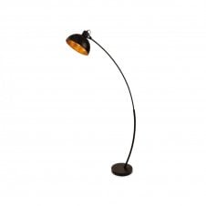 LOTUS 1 Light Floor Lamp in Black with Gold Leaf Effect