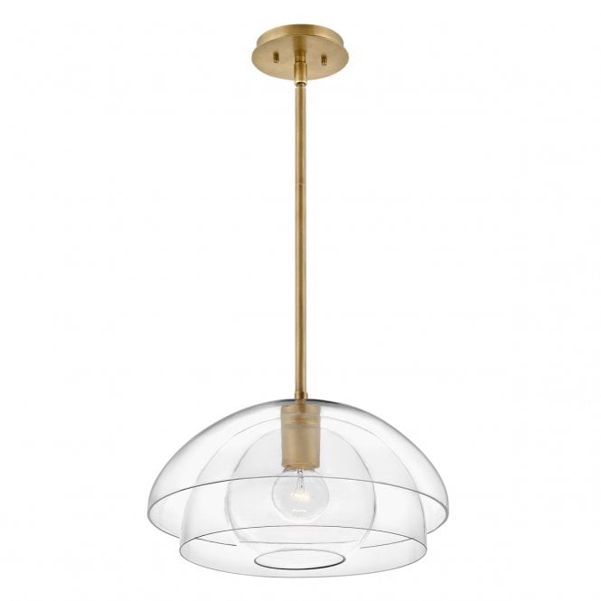 LOTUS Pendant / Semi-flush in Brass with Clear Dome Glass Shade